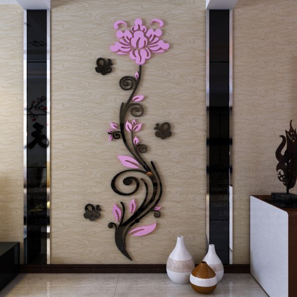 

rose vine 3d crystal acrylic three-dimensional wall stickers entranceway tv background wall sofa diy stickers