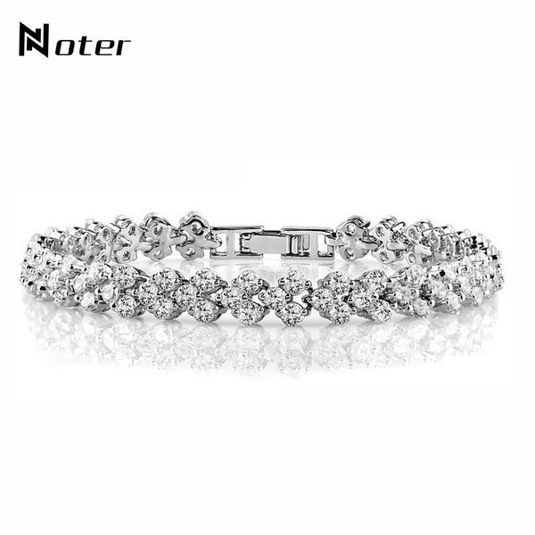 

luxury crystal bracelet for women girls fashion casual jewelry charm gold silver color roman zirconia braclet pulseira feminina, Black