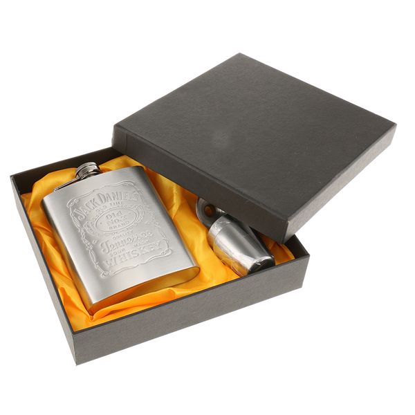 

stainless steel portable liquor hip flask gift set with funnel and 2xcups silver creative men gifts presents hip flasks