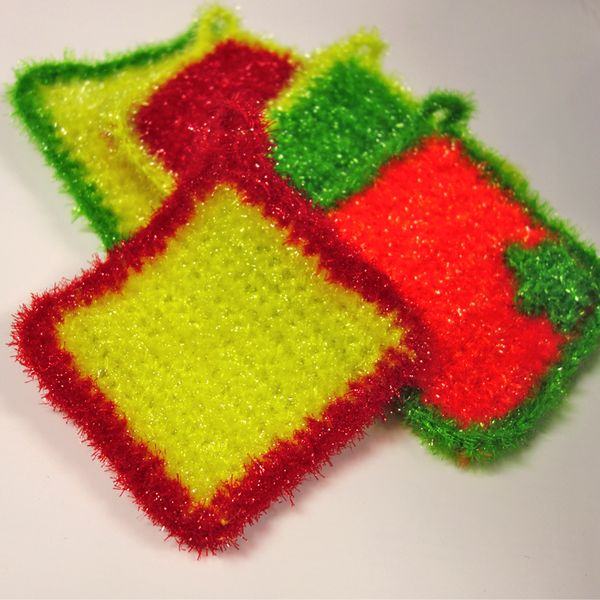 

square hand crochet korea yarn square dish cloth kitchen plate bowl washing cleaning scrubber brush