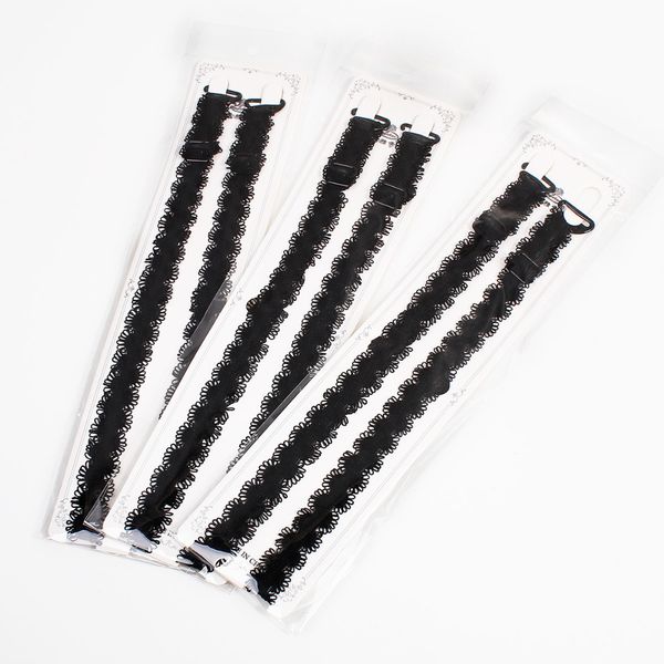 

nylon elegant lace bra straps women's convertible shoulder adjustable bra accessories black white 40cm (15 6/8") girls, 1 pair