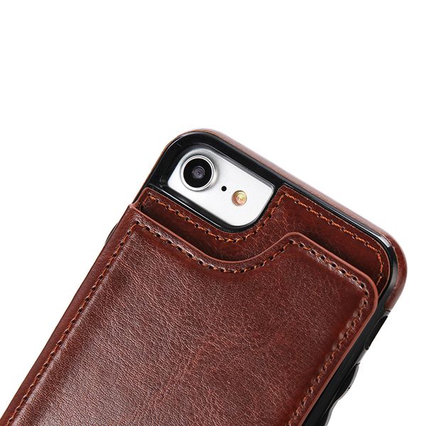 

latest factory sale for iphone 7 plus case glossy crazy horse oil wax phone case magnetic bracket protective for samsung wallet case
