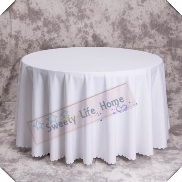 White Polyester Table Cloths Wedding Cover Party 90inch Round For Event Easy Care And Recycled Use Linens