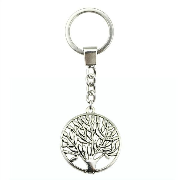 

6 pieces key chain women key rings for car keychains with charms tree 42x37mm ysk-b11144, Slivery;golden