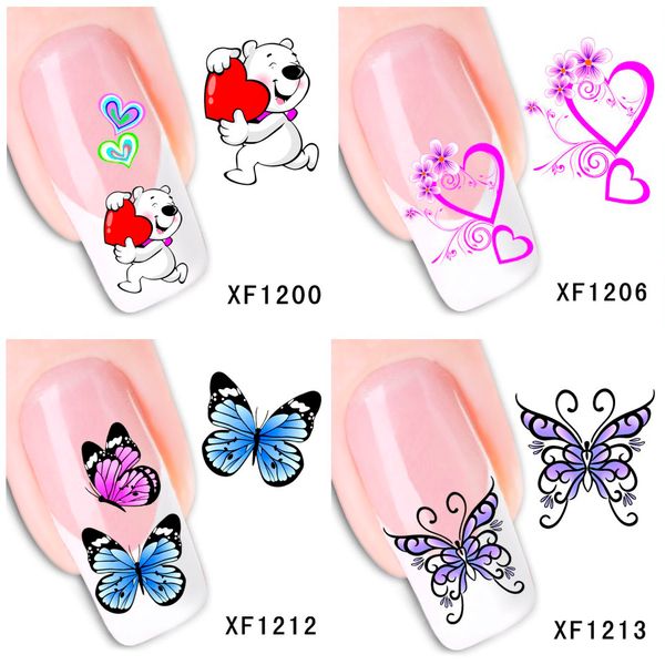 

30 styles fashion nails art manicure decals butterfly design water transfer stickers for nails tips beauty#bxf1199~bxf1226, Black