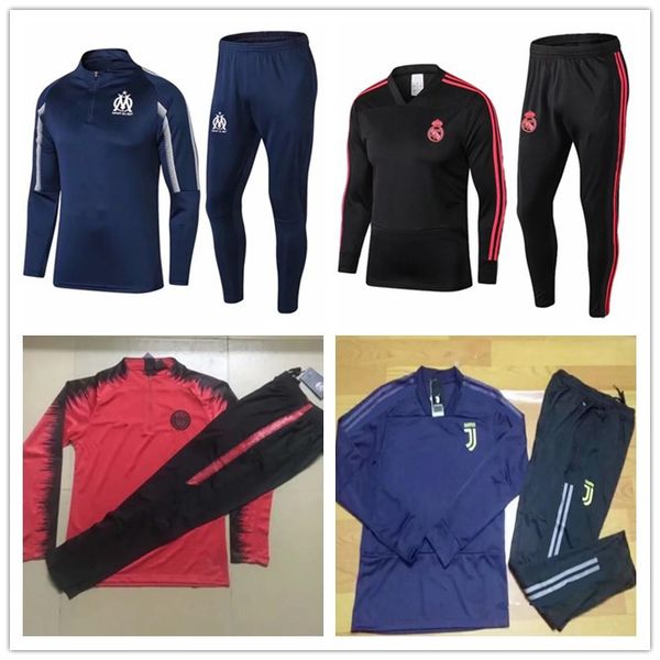 

marseille soccer tracksuits 2018 survetement football marseille real madrid training suit sweat soccer jogging sportswear, Black