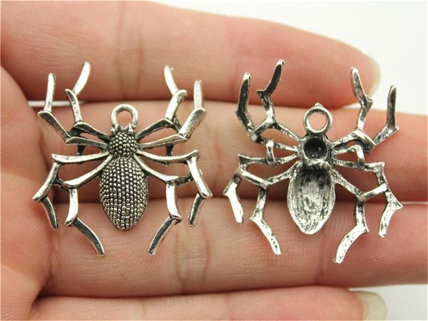 

wysiwyg 4pcs 35*32mm antique silver halloween spider charms, Bronze;silver