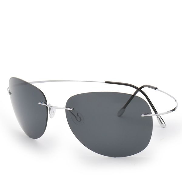 

2017 ultra-light 100% titanium rimless polarized sunglasses go with glasses box, White;black