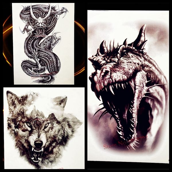 Acheter 3d Dinosaure Tatouage Temporaire Pour Les Femmes Bras Jambe Hommes Faux Tatoo Imperméable à Leau Jurassique Body Art Temporaire Tatouage
