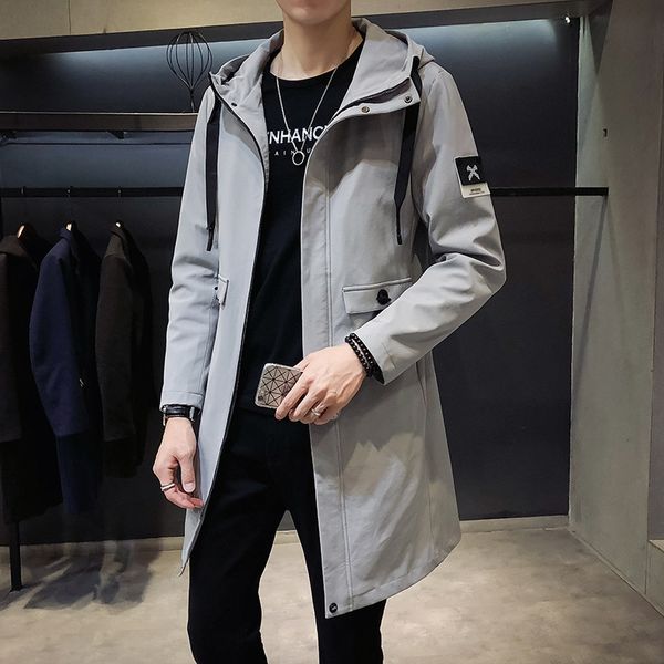 

2018 autumn new coat korean version of the self-cultivation casual jacket trend spring and autumn handsome handsome men's long t, Tan;black