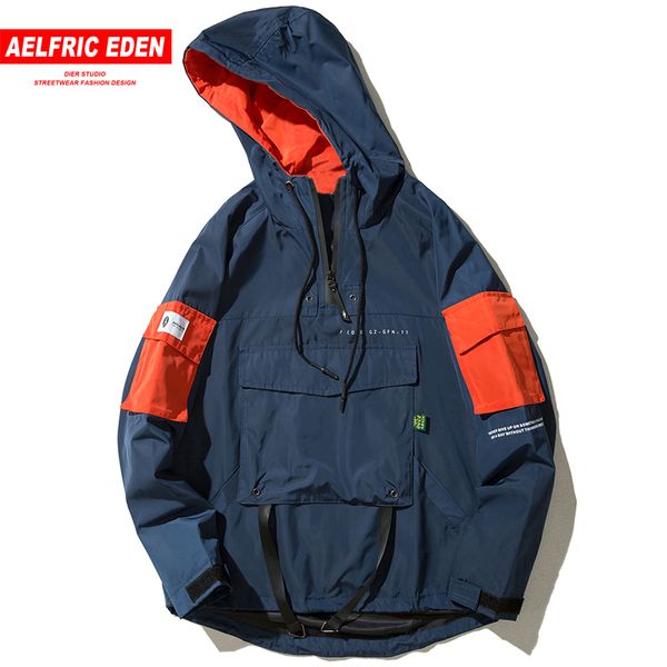 

aelfric eden front pocket pullover jackets men autumn hoodie jacket male hip hop casual windbreaker track coat streetwear nc11, Black;brown