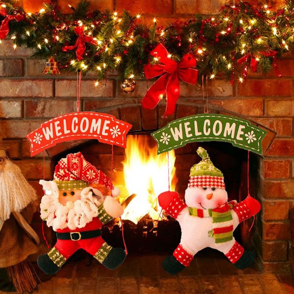 

outdoor santa claus snowman welcome hanging decor for xmas tree door decor pendant for merry christmas home decoration ornaments 1pcs