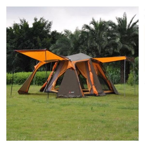 

480*274*h180cm two bedrooms & one mall camping family tent large space double layers for traveling hiking 5/6/7/8 persons