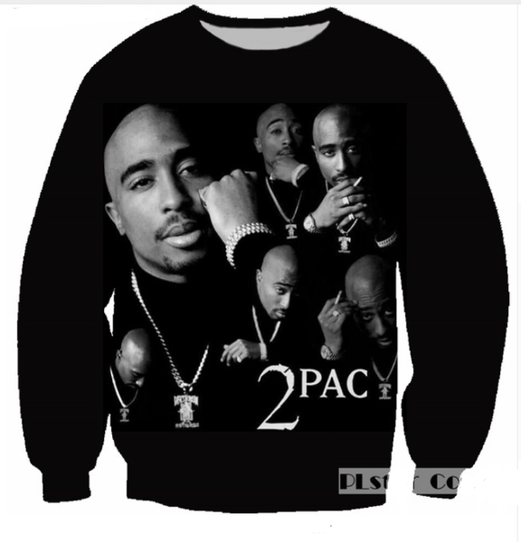 

wholesale-fashion womens/mens tupac 2pac funny 3d print casual sweatshirt plus size qq012, Black
