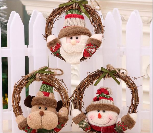 

2018 рождественские украшения санта-клаус фигурка украшения венок ротанга кольцо рождественская елка украшения кулон висит кольцо, Silver