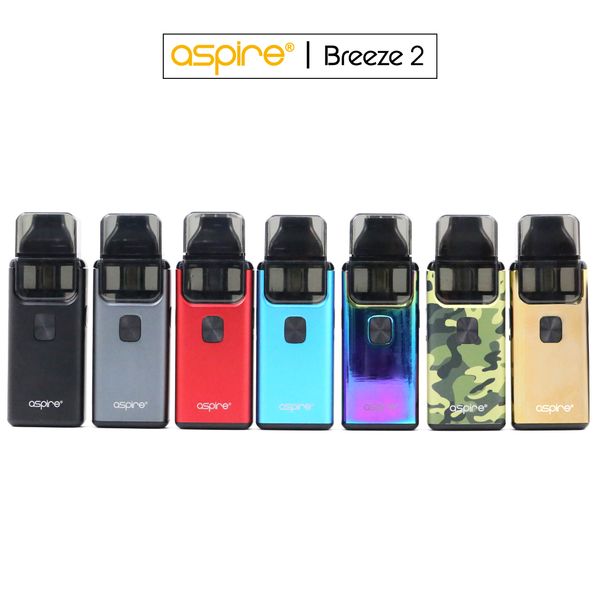 

100% первоначально Aspire Breeze 2 комплект (AIO) 3мл / 2мл (TPD) Ejuice Емкость 1000mAh батареи 1.0ohm 0.6ohm U-тек катушки системы / многоразового стручок