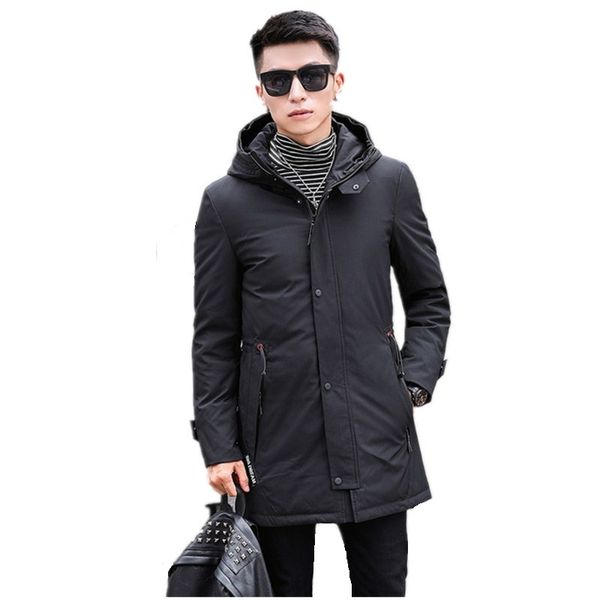 

down jacket men 2018 new casual fashion men's down jacket high-end thickening hooded men's coat jaqueta masculina, Black