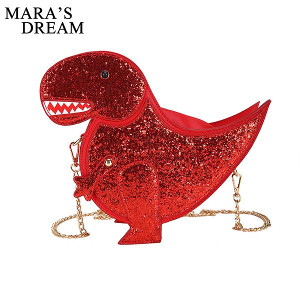 

mara's dream personality dinosaur crossbody bag design fashion sequin pu leather mini messenger bag women chain shoulder handbag