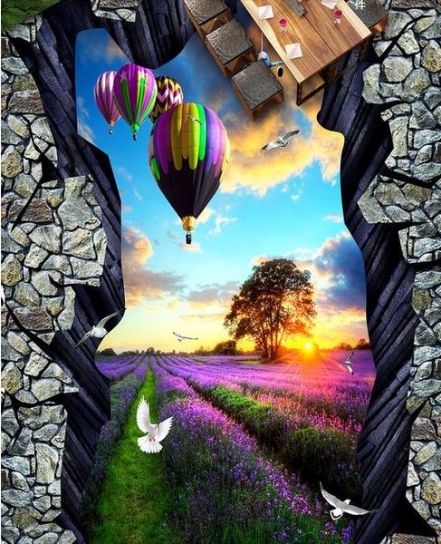 

3d напольное покрытие для гостиной и спальни лаванды усадьбы пейзаж 3d трехмерной живописи открытый уличной живописи