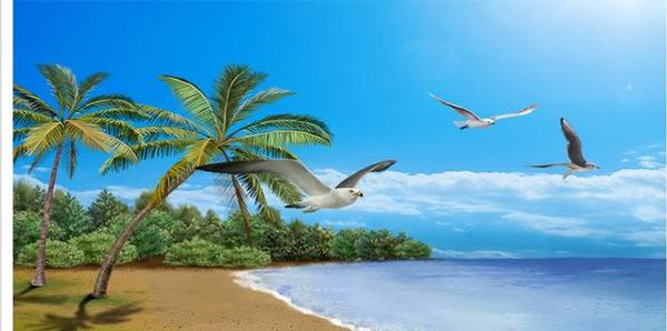 

water and sky beach beach tv sofa living room wall 3d customized wallpaper
