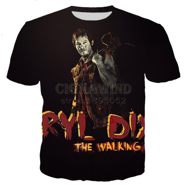 

wholesale-fashion mens/womens summer style the walking dead paparazzi funny 3d print casual t-shirt dxr00241, White;black