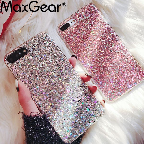 

Phone Case for iPhone 6 6S Case Silicon Bling Glitter Crystal Sequins Soft TPU Cover Fundas for iPhone 5 5S 7 8 Plus X