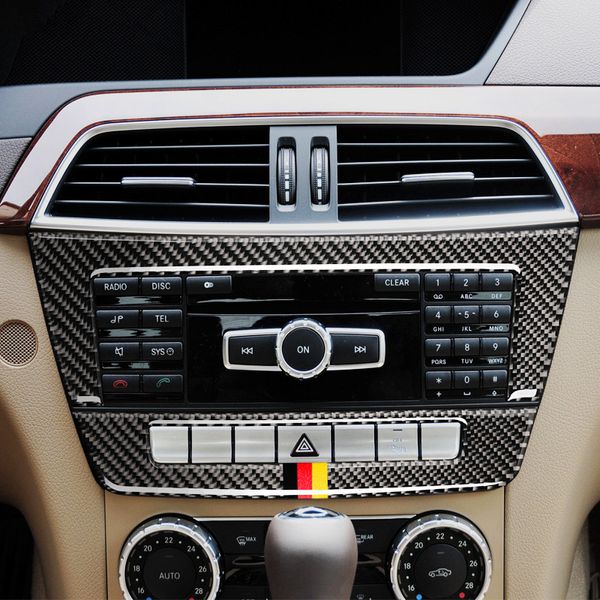 Carbon Fiber Air Conditioning Cd Panel Decoration Cover Trim For Mercedes Benz C Class W204 2010 13 Car Styling Interior Personalized Car Interior