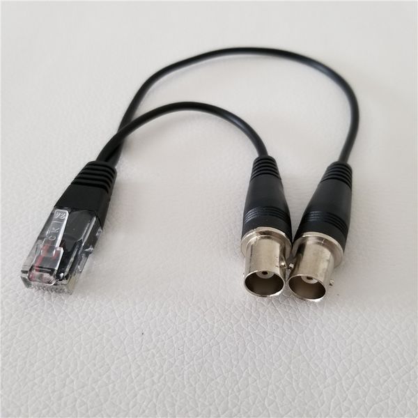 

10pcs/lot rj48 rj45 male to dual bnc female adapter e1 2m data extension cable for relay digital voice card black 28cm