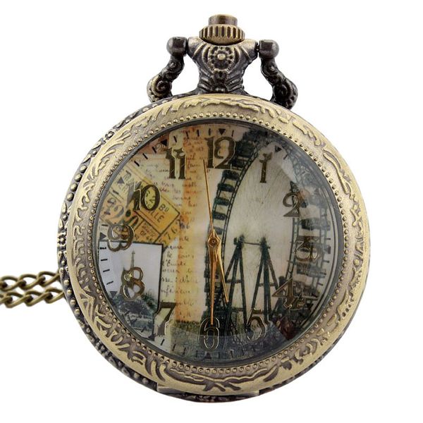 

tiedan fashion new arrival hollow meter cover london ferris wheel design anitique necklace pocket watch for retro watches, Slivery;golden
