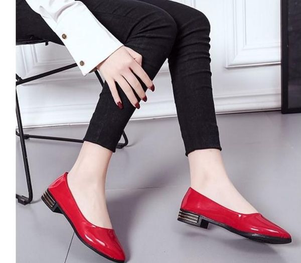 

send 2018 spring new style pointed end low heel coarse heel women's shoes, Black