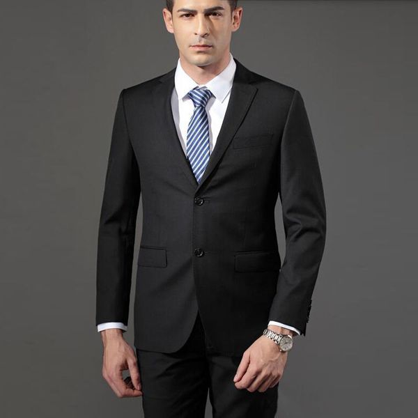 

tailored formal business black men suits wedding suits pants slim fit groom tuxedos groomsmen suit man blazer masculino jacket 2 pieces, Black;gray
