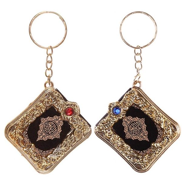 

new muslim keychain resin islamic mini ark quran book real paper can read pendant key ring key chain religious, Slivery;golden