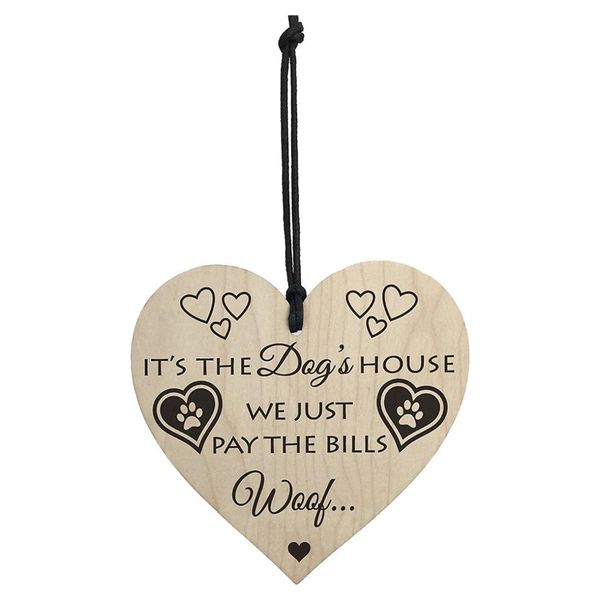 

its the dogs house novelty wooden hanging heart plaque dog lovers home sign gift