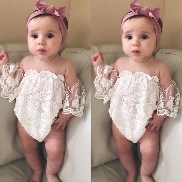 

2017 new infant baby girl flower lace cute bodysuit sunsuit jumpsuit outfit set clothes 0-24m, Blue