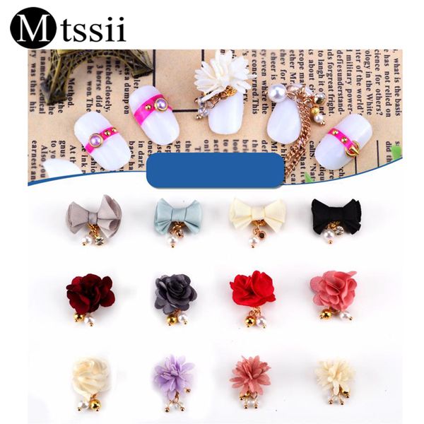 

mtssii nature nail art jewelry accessories bow pendant rose flower magnet adsorption detachable dry flower nail decorations, Silver;gold