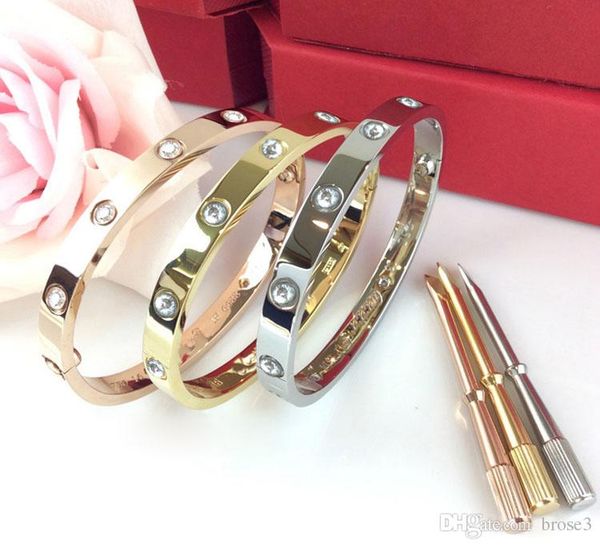 

style silver rose 18k gold 316l stainless steel screw bangle bracelet with screwdriver without original box, Black