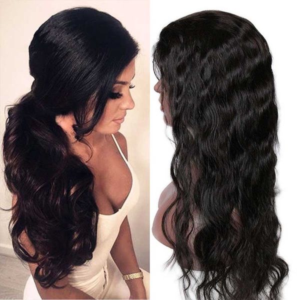 Onda do corpo brasileiro cabelo humano perucas dianteiras do laço para preto feminino barato pré arrancado natural linha fina perucas de cabelo humano com cabelo do bebê 4207291