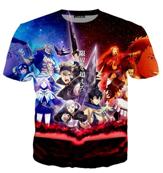 

новое японское аниме черный клевер футболка 3d печати унисекс хорошее качество о шеи прохладный hispter косплей футболки топы aa573, White;black