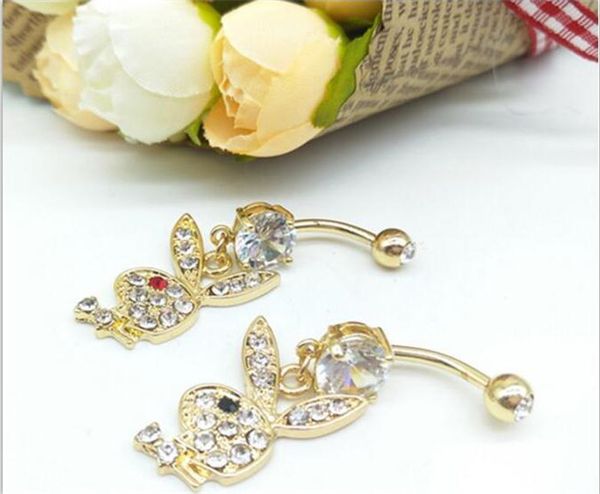 

500pcs bar bunny gold plated dangle belly button navel rings body piercing jewelry r175, Silver