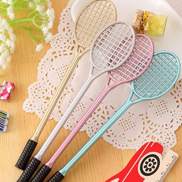 1 Pcs Lytwtw's Korean Stationery Kawaii Cute Badminton Racket Pen Advertising Creative Bent School Office Gel Canetas Gift