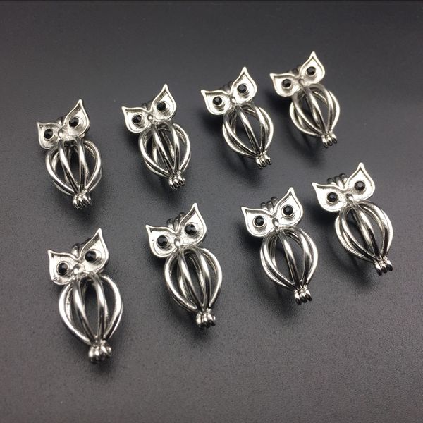 

pearl cage necklace pendant, essential oil diffuser, owl provides stainless steel color 10pc, plus your own pearl makes it more attractive, Silver