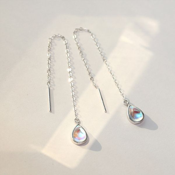 

new arrival 925 sterling silver crystal waterdrop wire earrings ear line fashion s925 jewelry women charming fine jewelry, Golden;silver