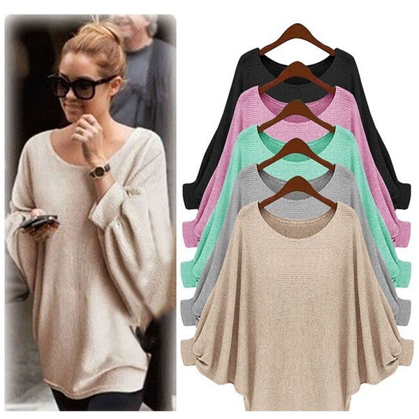 

women lady clothing oversized loose long sleeve shirt ladies baggy casual clothes batwing women, White