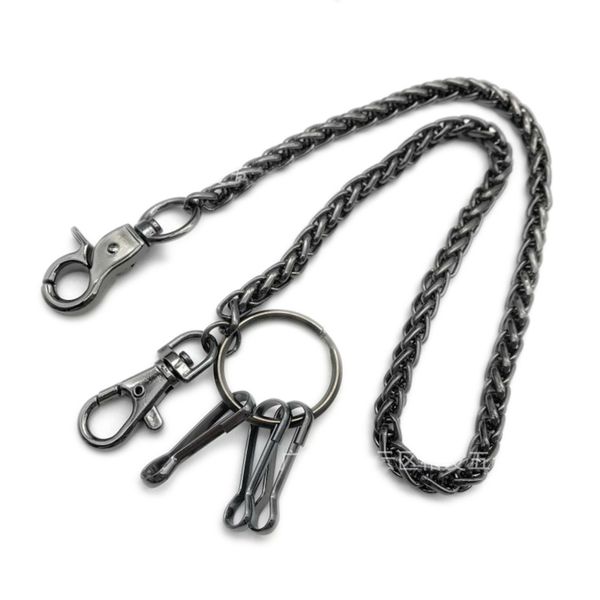 

47cm long metal wallet belt chain rock punk trousers hipster pant jean keychain black ring clip keyring men's hip hop jewelry, Silver