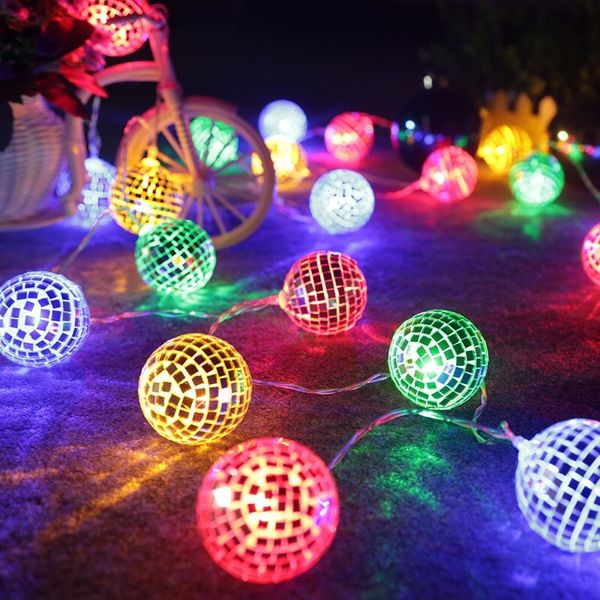 

led mirror ball light string creative mosaic decorative ins room dress lights string battery lights