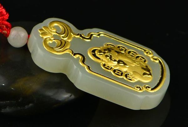 

full gold and jade pendant gold and hetian jade, Silver