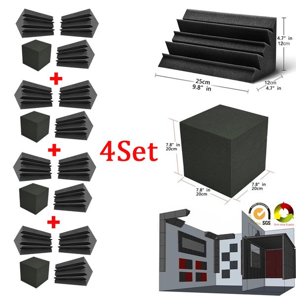 

bass trap foam wall corner audio sound absorption foam studio accessorie acoustic treatment panels 4psc/set