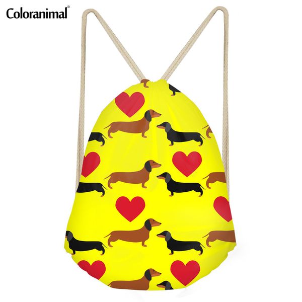

coloranimal fashion drawstring bag cute pet dog dachshund dog print travel softback men's women's shopping beach school backpack