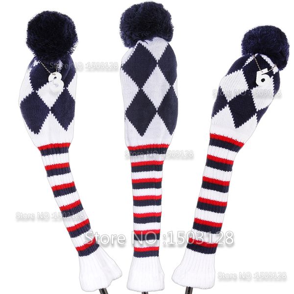 

golf 3pcs/set knitted pom pom sock covers 1-3-5 golf wood headcover for dirver/fairway club headcovers
