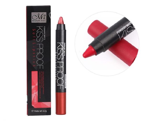 Hot Menow KISS PROOF bellezza sexy impermeabile duraturo rossetto sbiadito + temperamatite DHL libera la spedizione